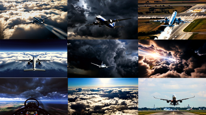 飞机起飞客机飞行飞机穿越雷暴云层