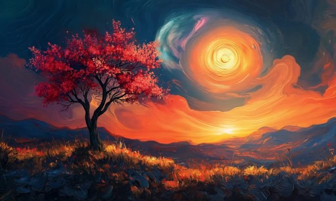 忧伤天空梦幻背景梵高动态油画