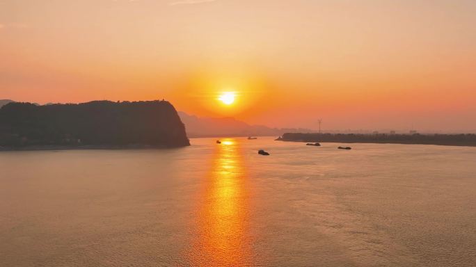 黄石西塞山夕阳航拍