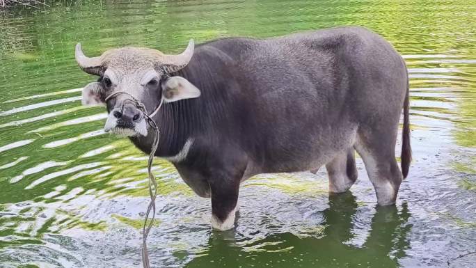 动物水牛水塘水牛家养水牛牲畜放牧母牛公牛