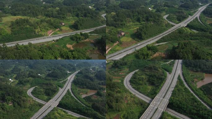 4K平原高速公路航拍素材