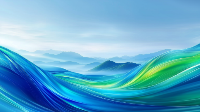 蓝绿抽象波浪流动背景