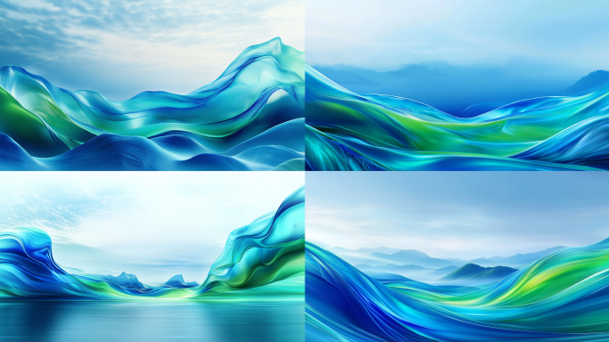 蓝绿抽象波浪流动背景