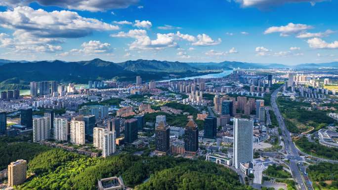 杭州市桐庐县航拍 延时摄影