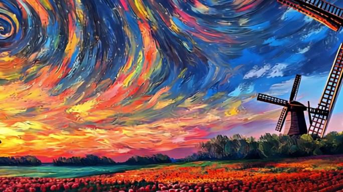 卡门之歌油画唯美花海背景