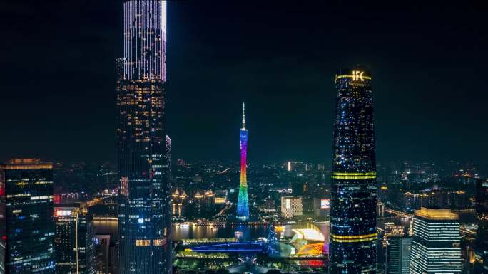 珠江新城广州塔中轴线 夜景延时