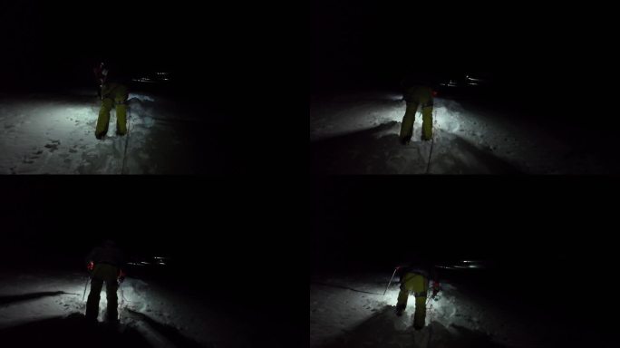 攀登川西中山峰的登山队凌晨出发冲顶