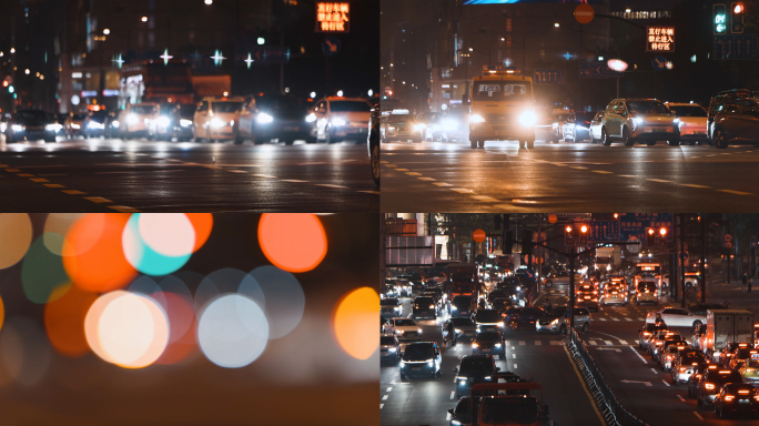 城市夜晚车流晚高峰堵车