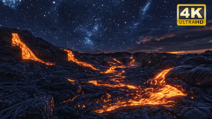 火山喷发岩浆流动爆炸活火山超清视频素材2