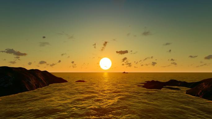 早晨海上日出延时美丽风景