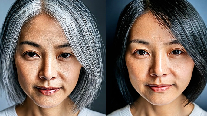 头发变黑 白发转黑 白发变黑发效果