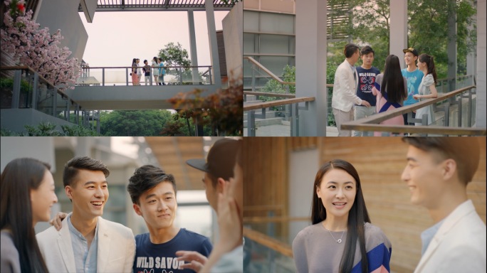 朋友聚会好友同学聊天谈笑年轻人打招呼