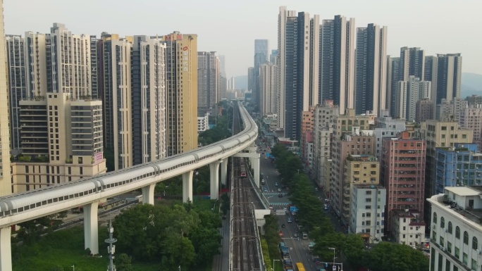 深圳地铁行驶航拍素材