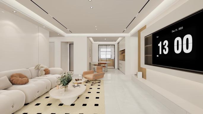 三维客厅 室内装修 室内漫游动画镜头