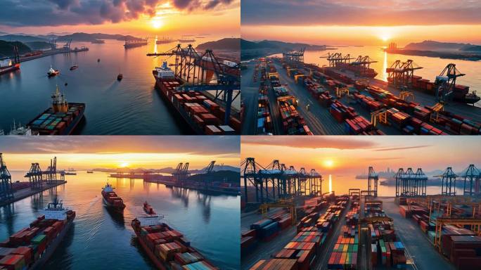 港口 码头 海港日出
