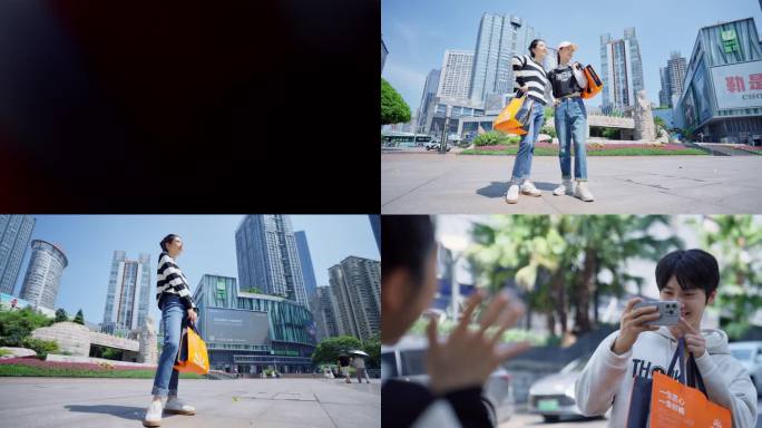 商场美女逛街购物买衣服合集