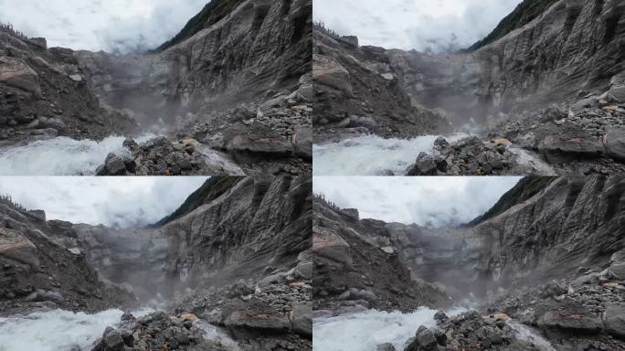 四川甘孜海螺沟冰川融化冰河生态景观