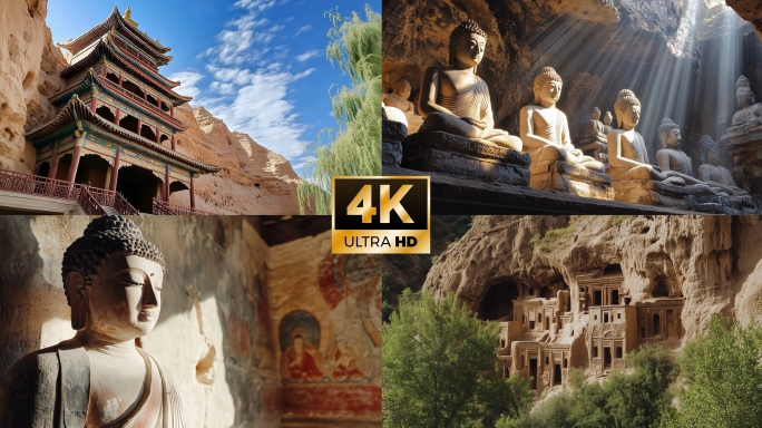 敦煌莫高窟佛像敦煌飞天壁画月牙湖佛教石窟