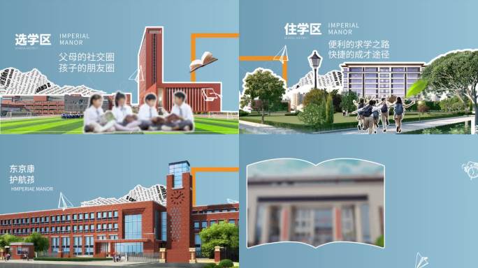 综艺拼贴撕纸地产创意配套学区价值AE模板
