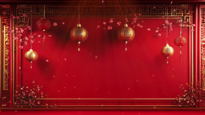 古风婚礼戏曲京剧囍红色舞台背景大屏