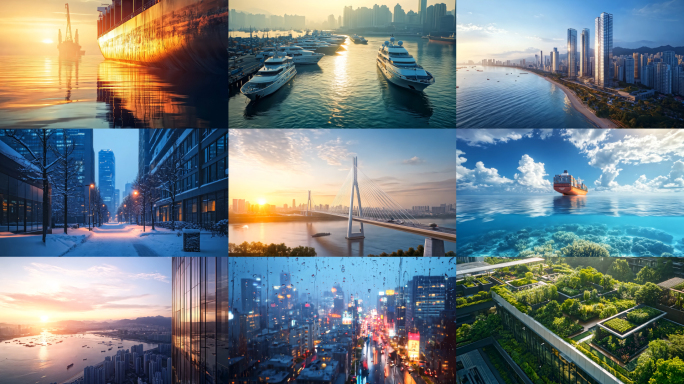 深圳市桥港口江面河面深圳风光景色唯美风景