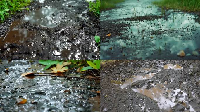 雨后潮湿泥土特写雨后泥土地雨后乡间小道