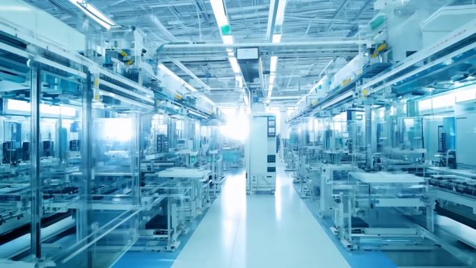 明亮的 先进 半导体生产 工厂 洁净室内