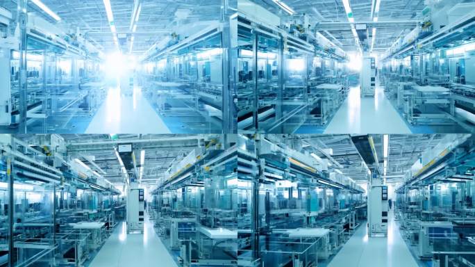 明亮的 先进 半导体生产 工厂 洁净室内