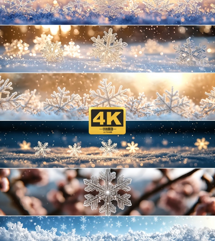 4k宽屏唯美雪花冰雪世界