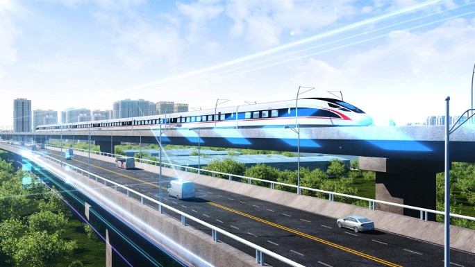科技高铁转场公路交通中国高铁和谐号复兴号