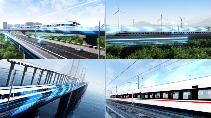 科技高铁转场公路交通中国高铁和谐号复兴号