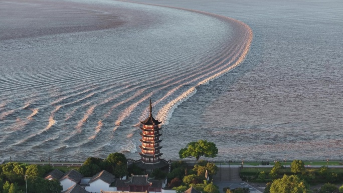 盐官观潮景区早潮4K