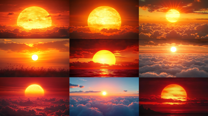 18元 大红日 日出 云海