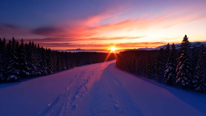 冬日 湖 日落 傍晚 晚霞 夕阳暮光