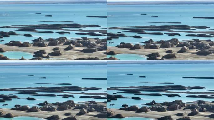 航拍青海乌素特水上雅丹地质公园