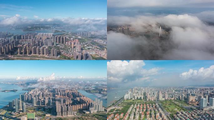 汕头航拍唯美云海城市大景大气震撼延时合集