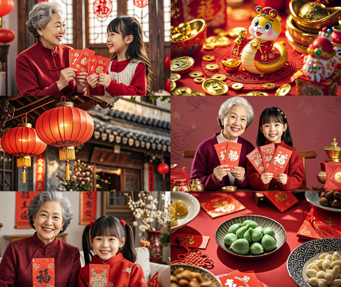 春节儿童 亲情拜年蛇年贺岁【可商用】