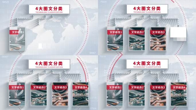 无插件-4大简洁党政图文架构AE模板