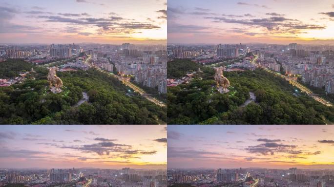 泉州大坪山郑成功雕像坪山路夜景车流延时