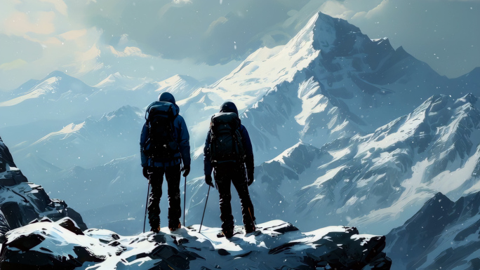 攀登雪山挑战极限励志登顶探险登山征服奋斗