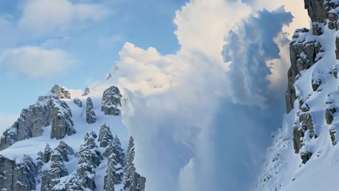 雪崩 雪山 积雪 飞雪 大雪