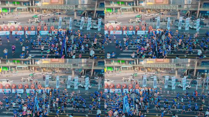 航拍2024郑州马拉松比赛4K高清HDR