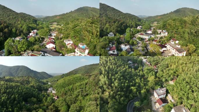 航拍大山里的美丽乡村