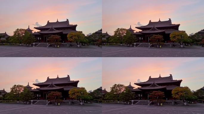 大同古城华严寺傍晚风光航拍