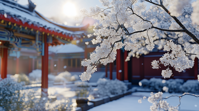 大寒小寒节气小雪节气下雪冬天雪景古风冬雪