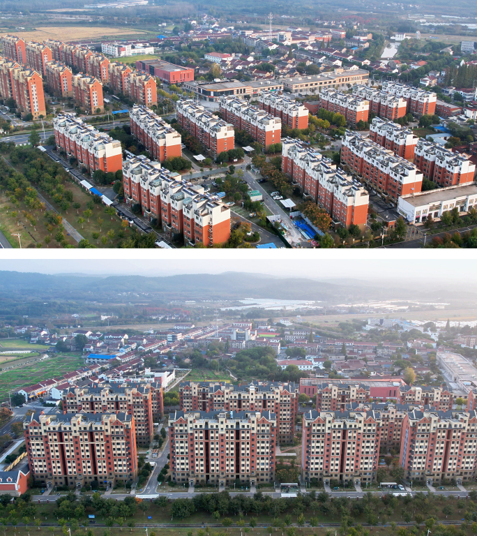 晶桥夕照：南京溧水区晶桥镇全景航拍