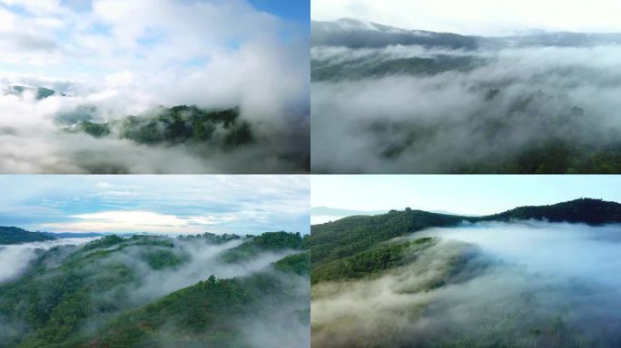 大山航拍森林云雾视频素材