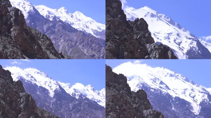 新疆昆仑山脉雪山悬崖峭壁