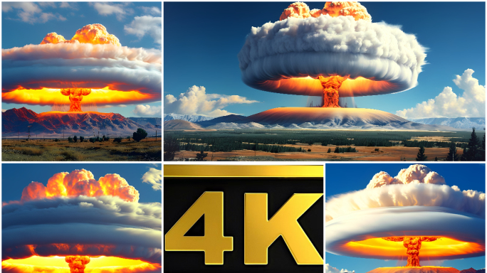 4K原子弹爆炸蘑菇云战争核武器两弹一星