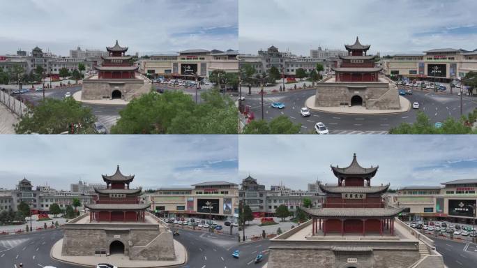甘肃酒泉鼓楼航拍